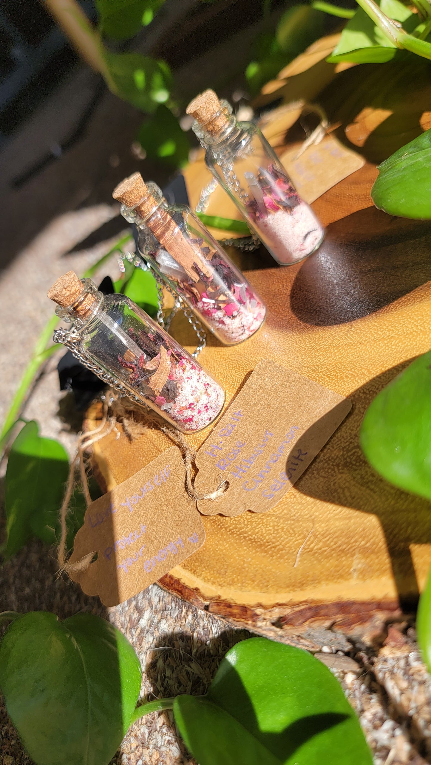Spell Jar LOVE YOURSELF self love herbs glass jar necklace