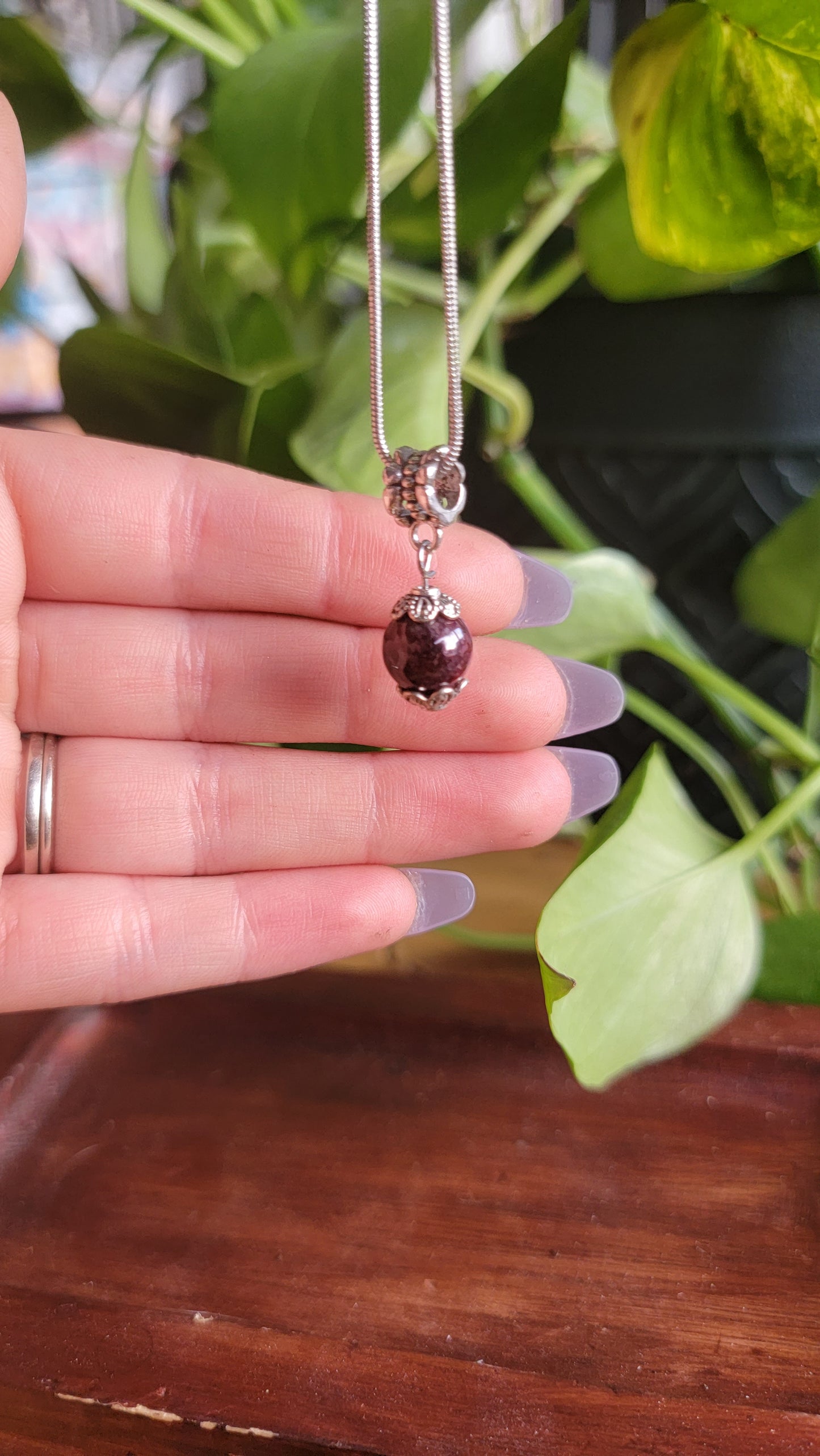 Sterling Silver Crystal Orb Necklace Minimalist Jewelry Simple Modern Crystal Healing