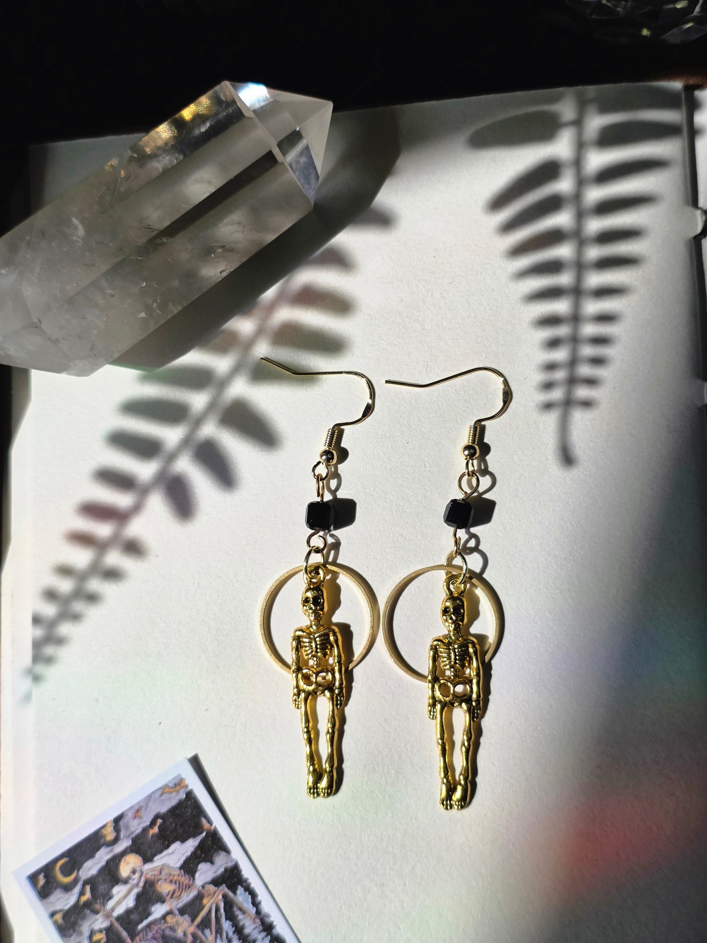 Skeletons and Small Full Moon Cubic Obsidian Danse Macabre