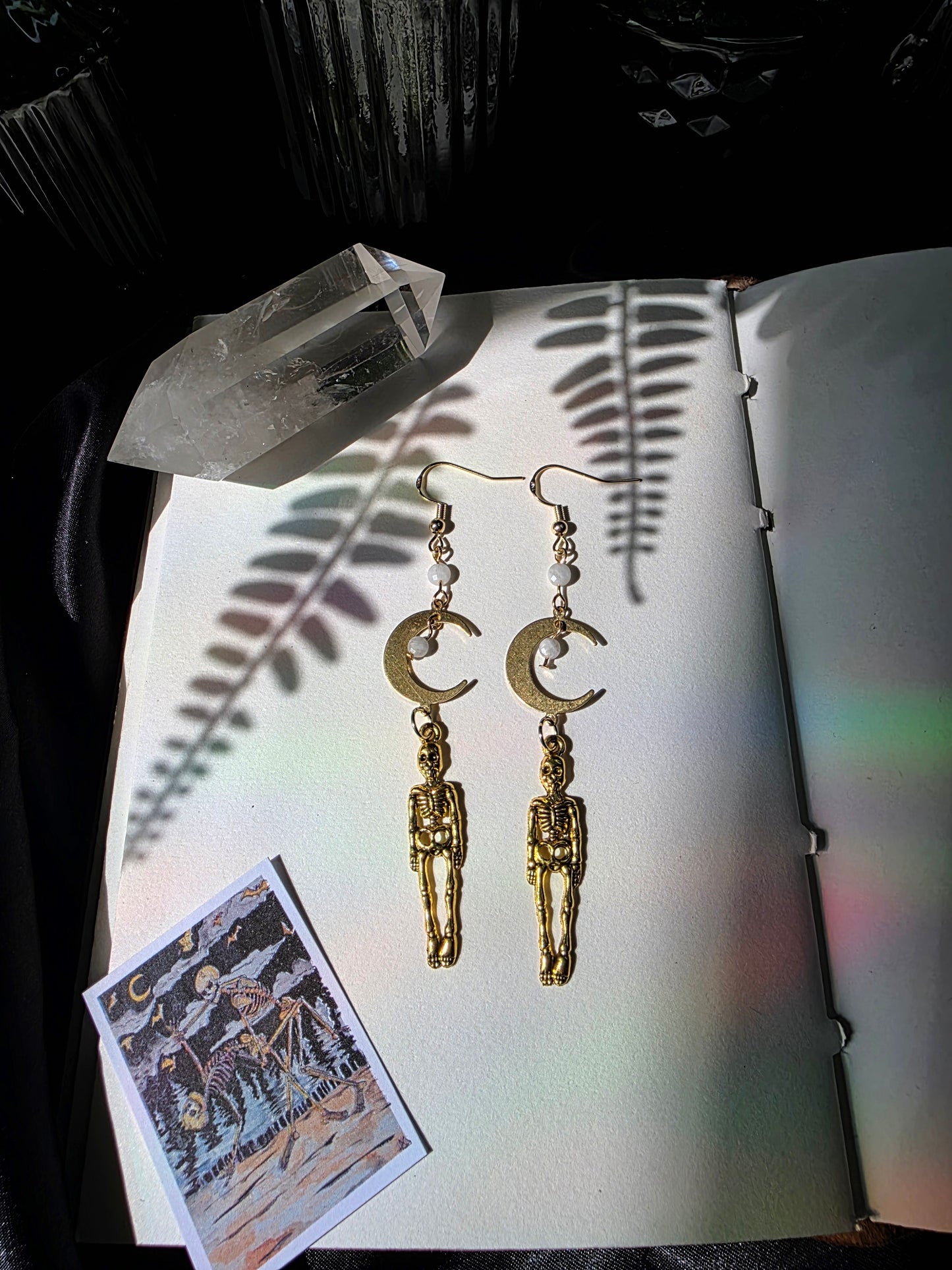 Skeletons and Crescent Moon in Moonstone Danse Macabre