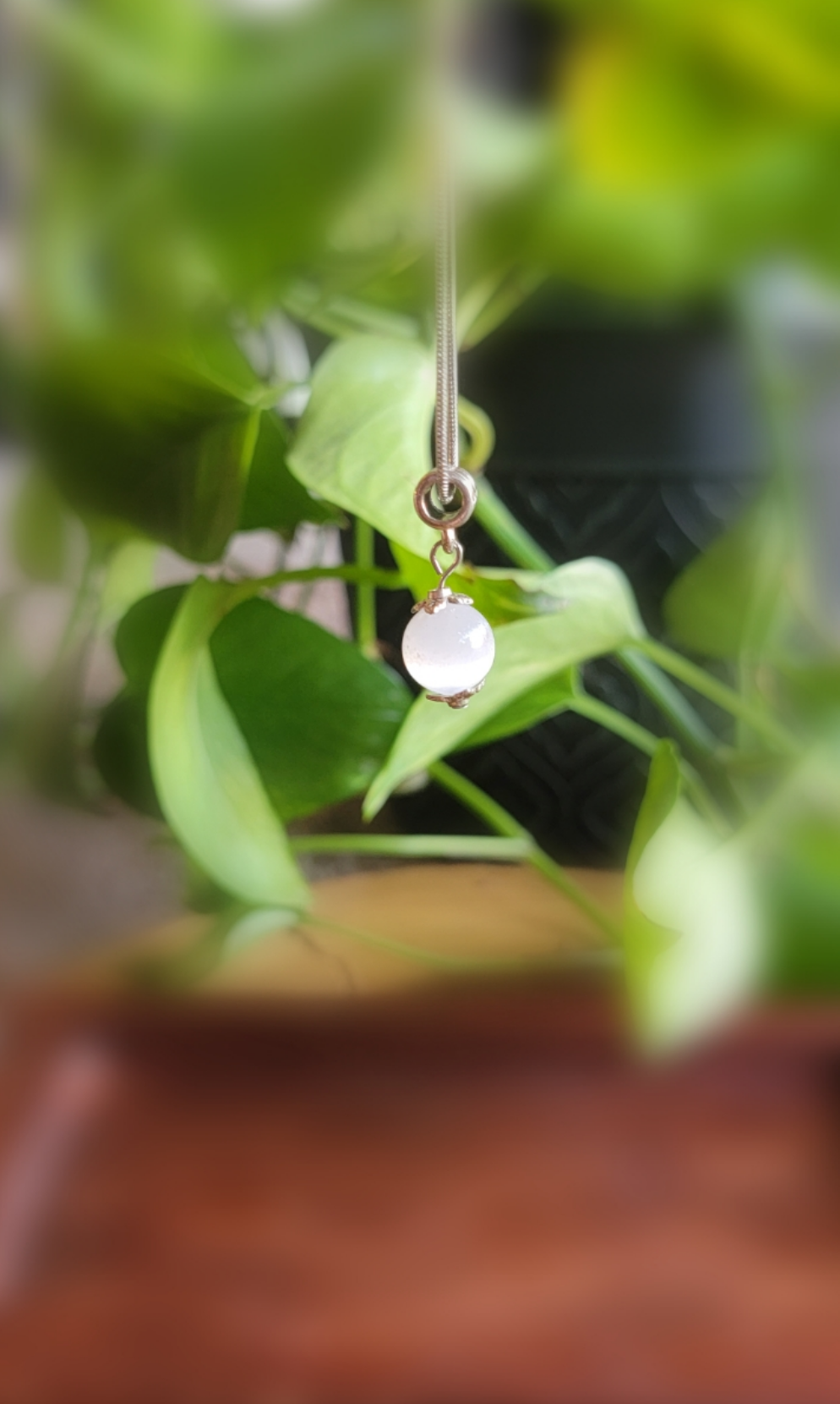 Sterling Silver Crystal Orb Necklace Minimalist Jewelry Simple Modern Crystal Healing