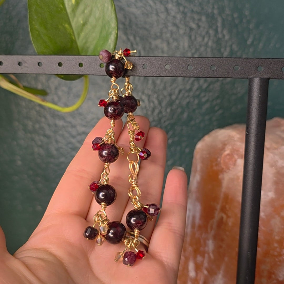 Garnet Bracelet with Charm Dangles