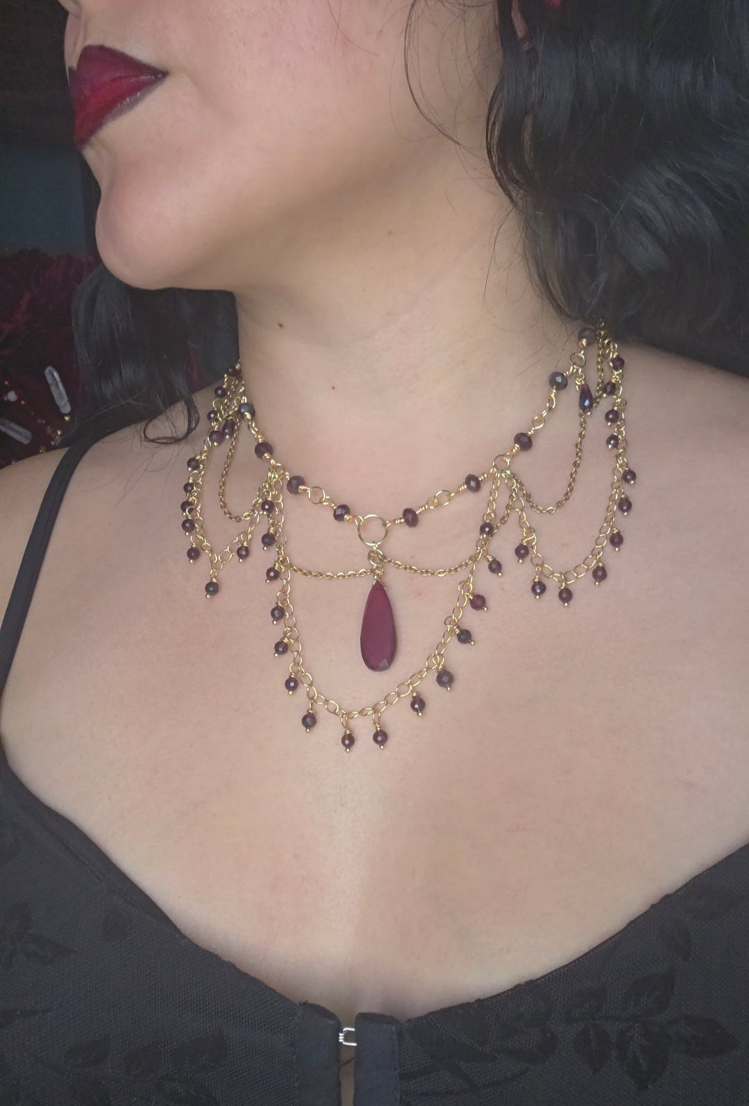 Garnet Vampire Choker Necklace