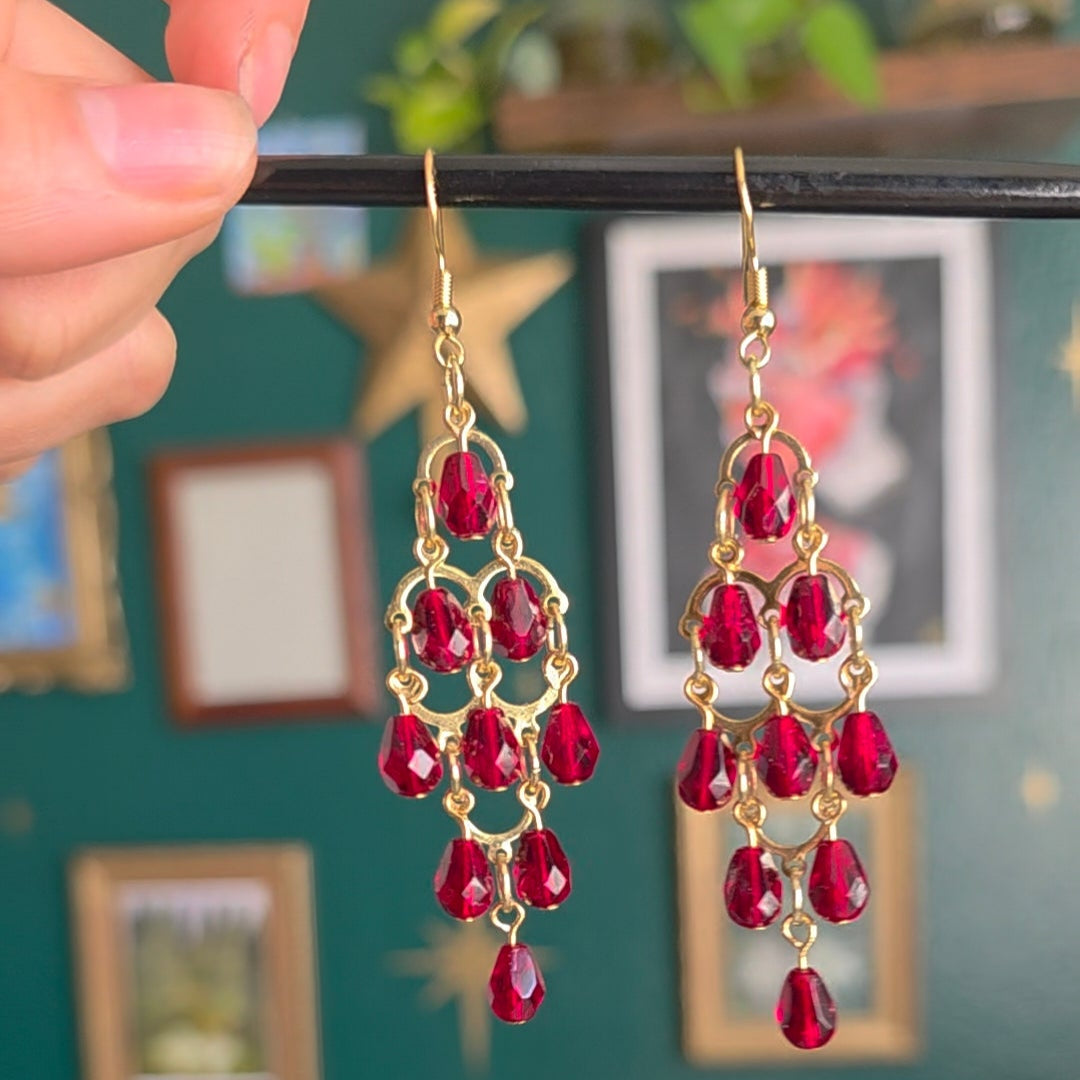 Garnet Chandelier Earrings