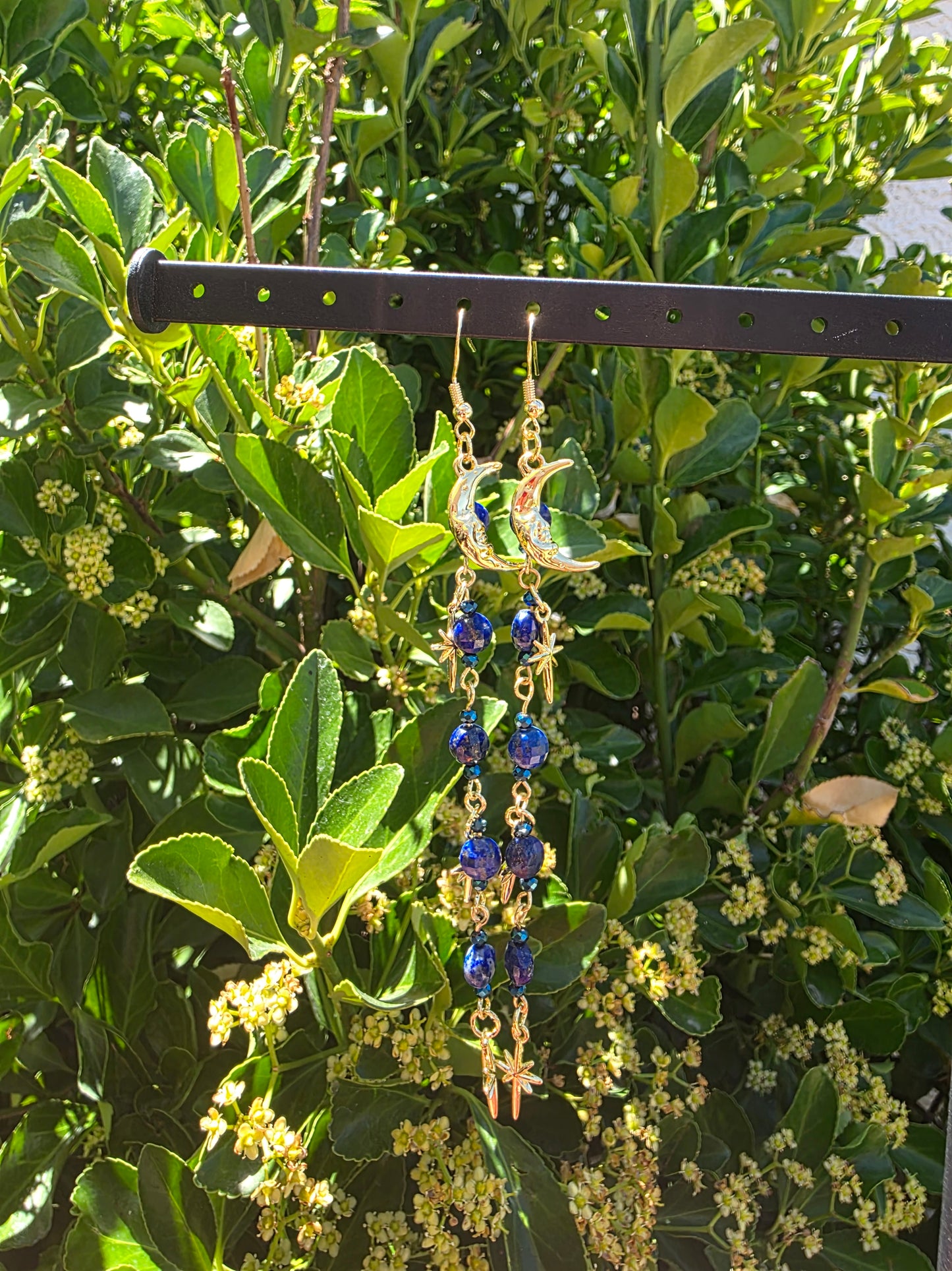 Celestial Blue Lapis Lazuli Long Dangle Earrings