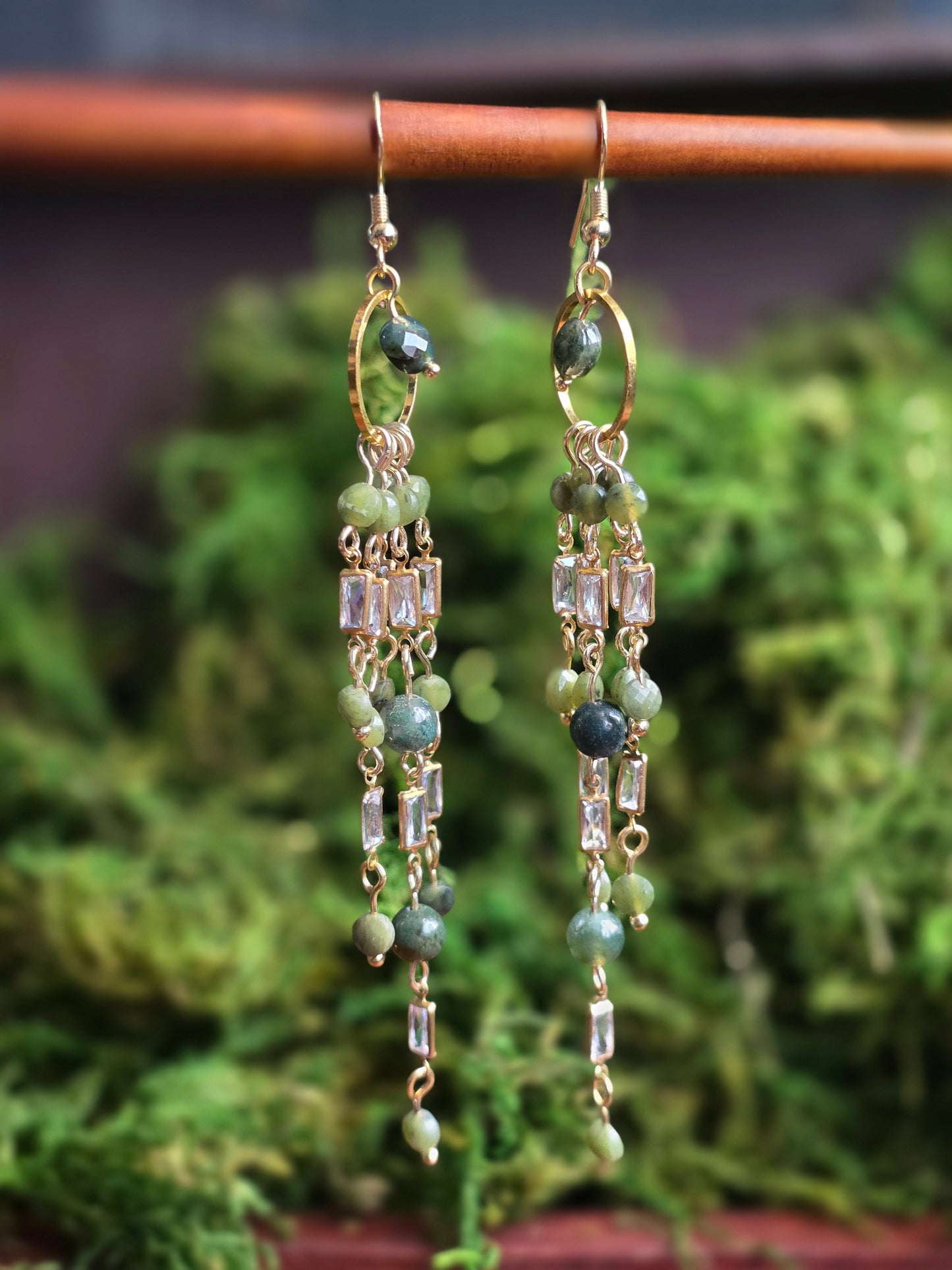 Moss Agate and Jade and CZ Accents Maximalist