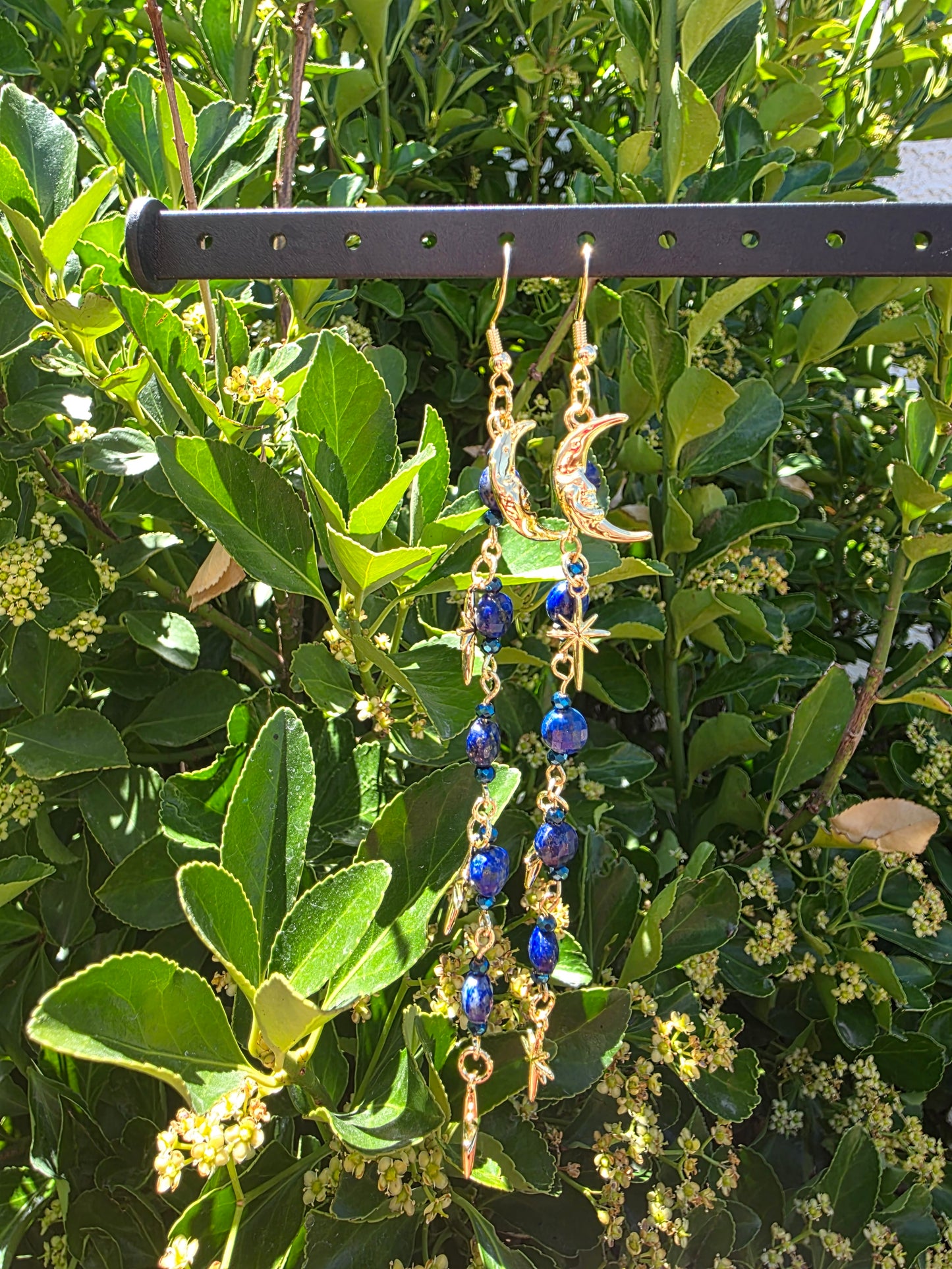Celestial Blue Lapis Lazuli Long Dangle Earrings