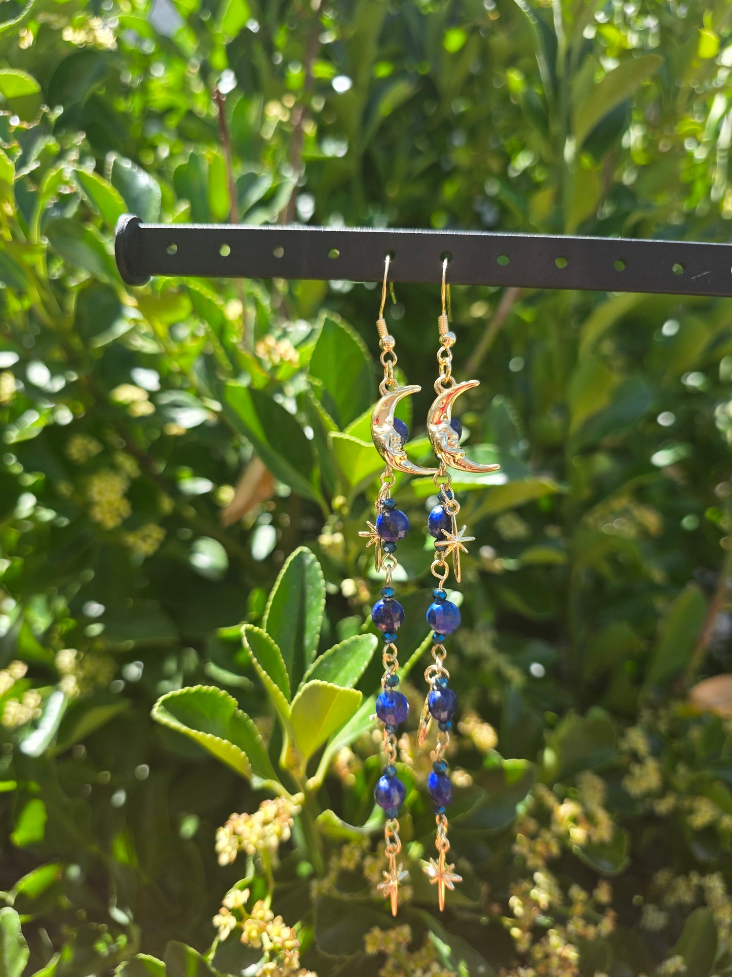 Celestial Blue Lapis Lazuli Long Dangle Earrings