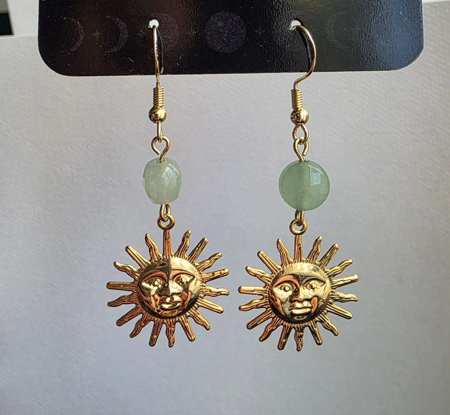 Green Aventurine Sun Dangle Earrings