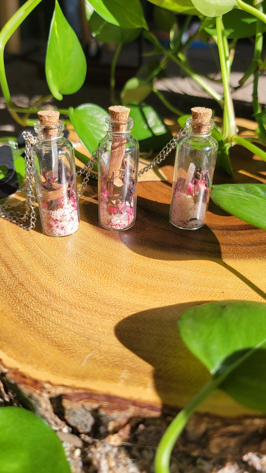 Spell Jar LOVE YOURSELF self love herbs glass jar necklace