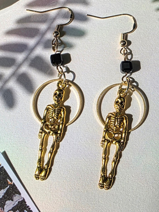 Skeletons and Small Full Moon Cubic Obsidian Danse Macabre