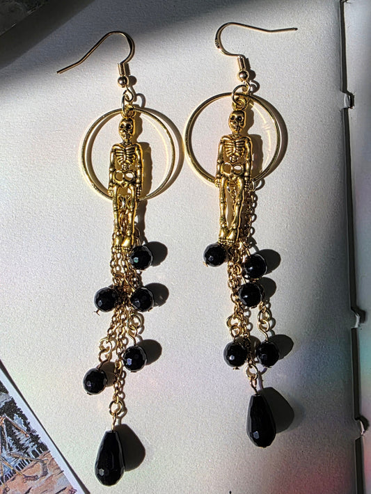 Skeletons and Full Moon Chains in Sphere Obsidian and Onyx  Danse Macabre