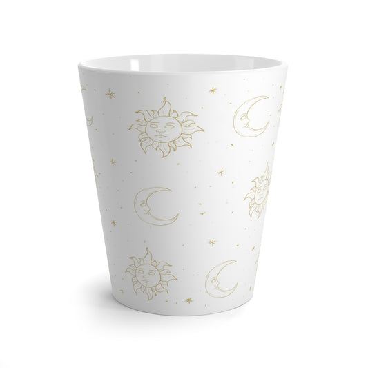Sun & Moon Latte Mug – Celestial Gold Pattern Coffee Cup