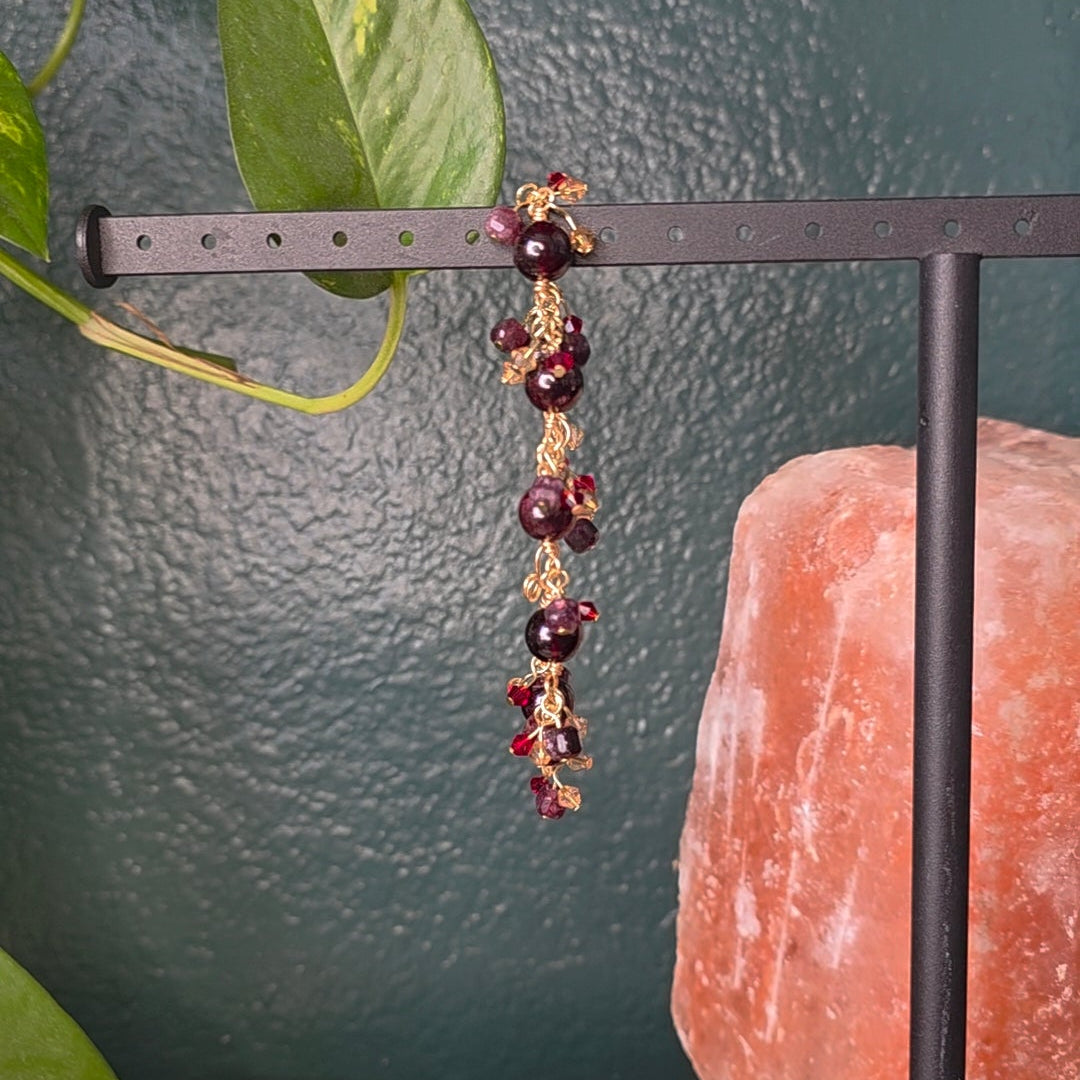 Garnet Bracelet with Charm Dangles