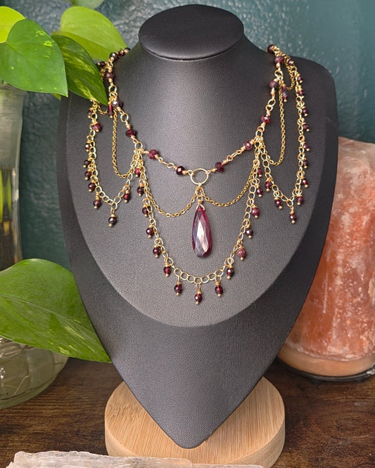 Garnet Vampire Choker Necklace