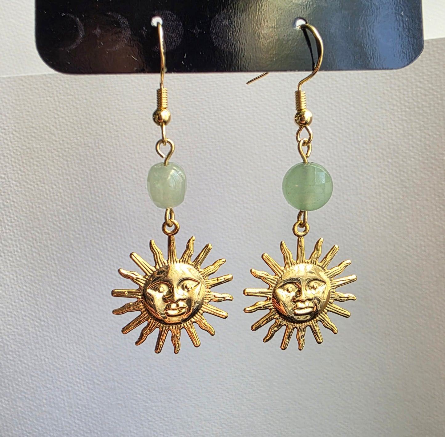 Green Aventurine Sun Dangle Earrings