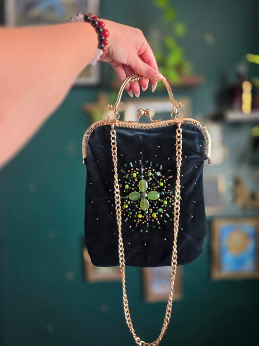 Green Aventurine Embroidered Purse