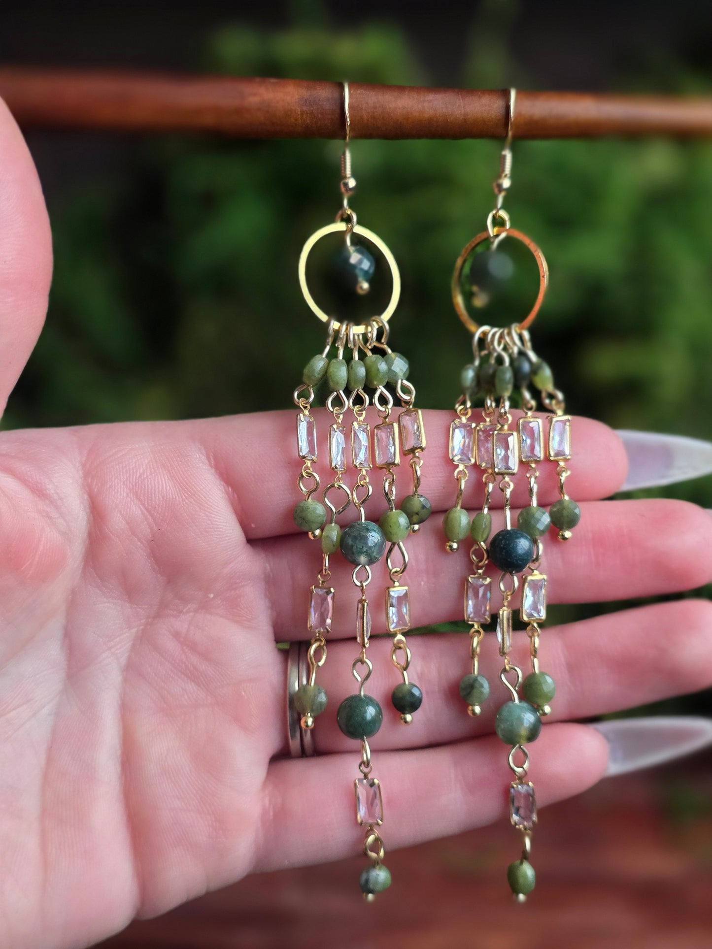 Moss Agate and Jade and CZ Accents Maximalist