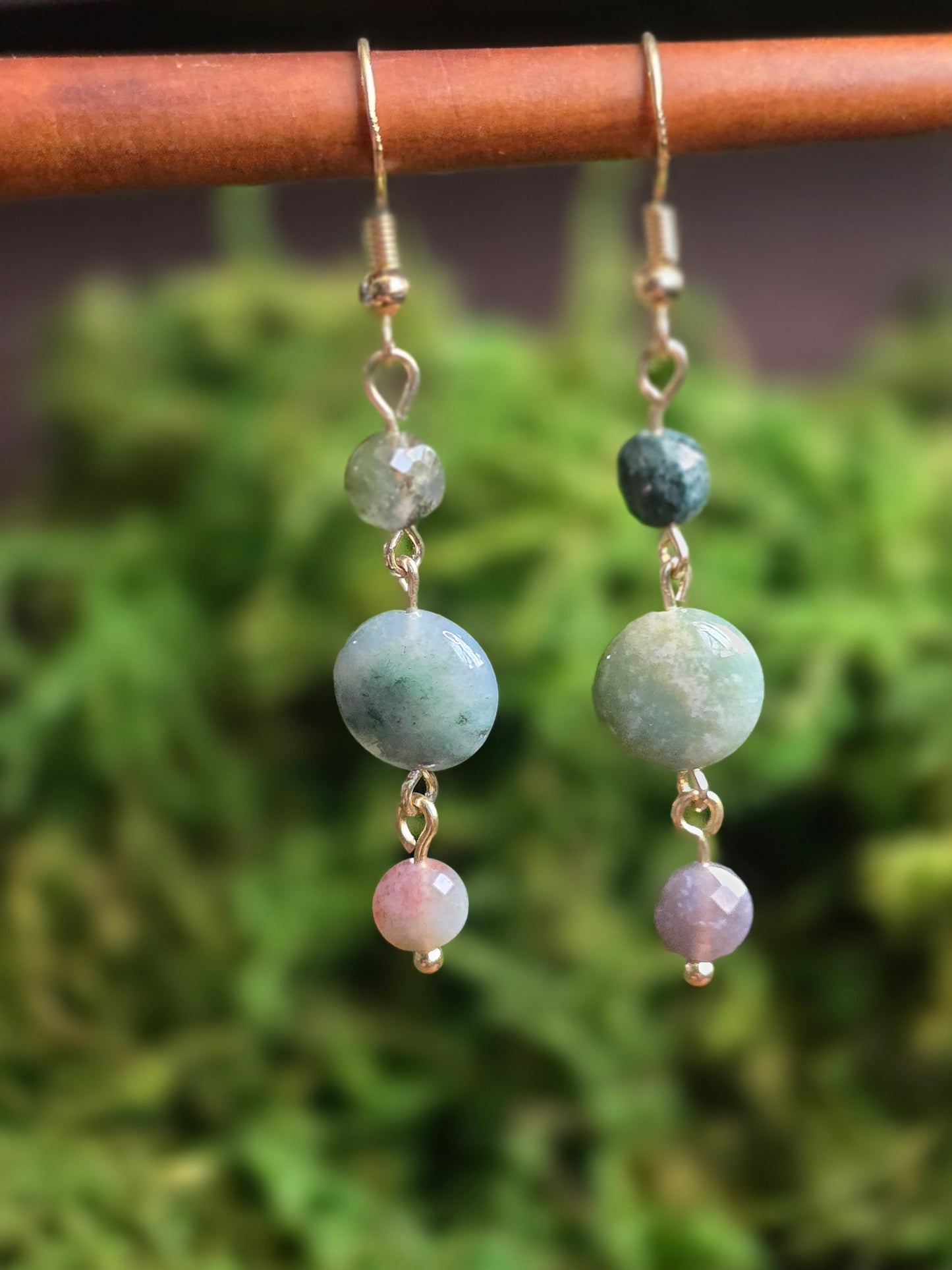 Moss Agate Medium Dangles