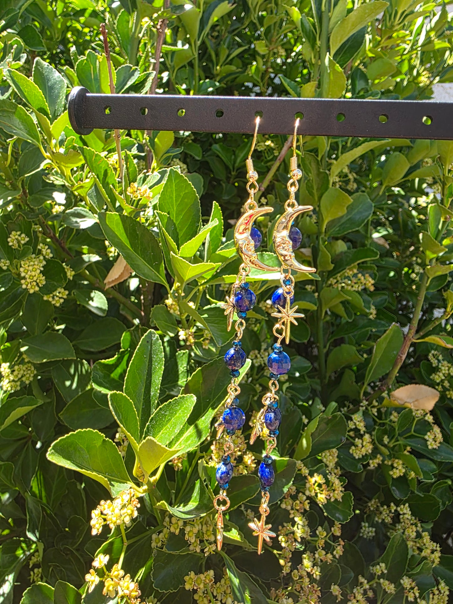 Celestial Blue Lapis Lazuli Long Dangle Earrings