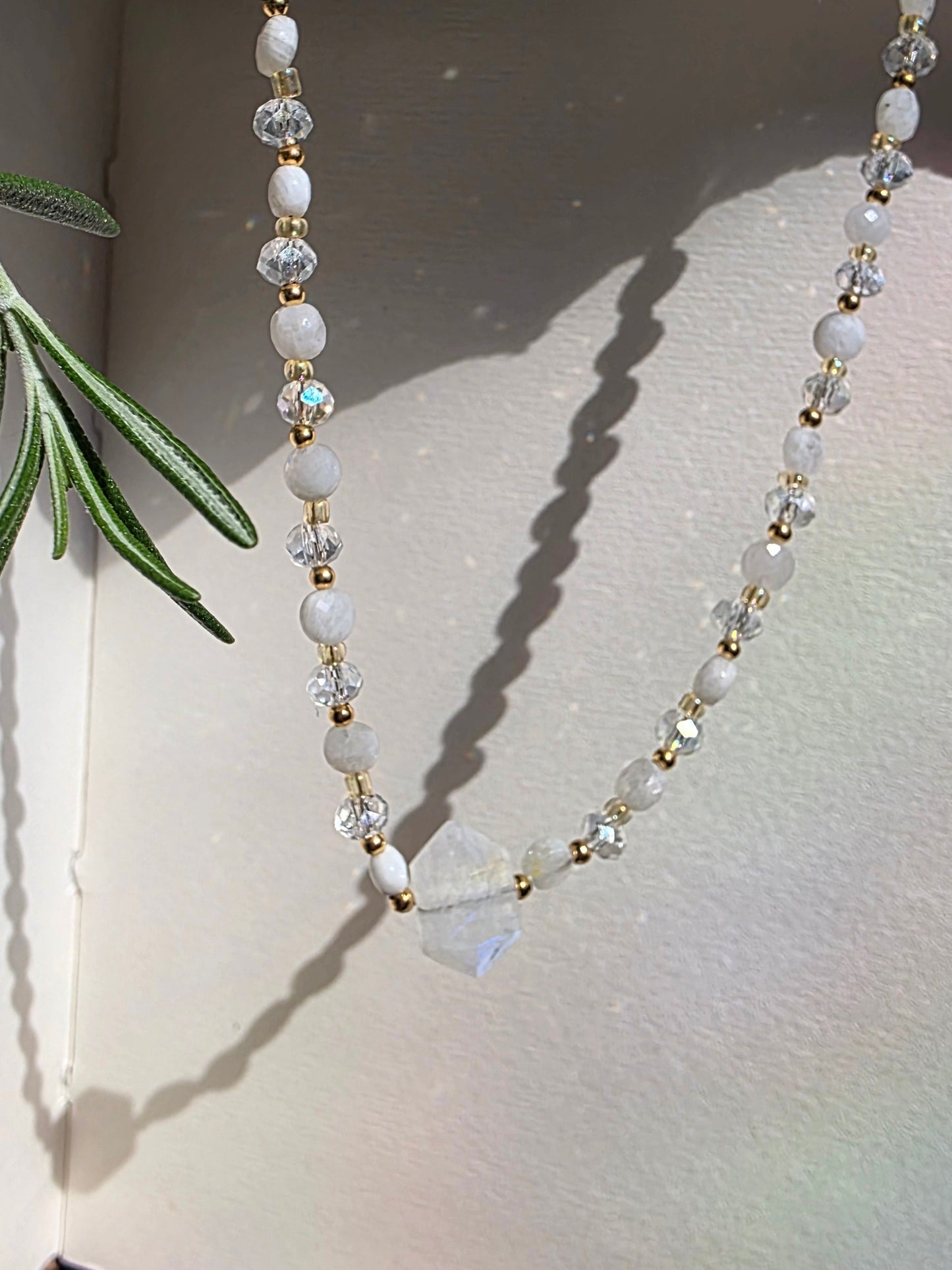 Moonstone and Crystal Choker