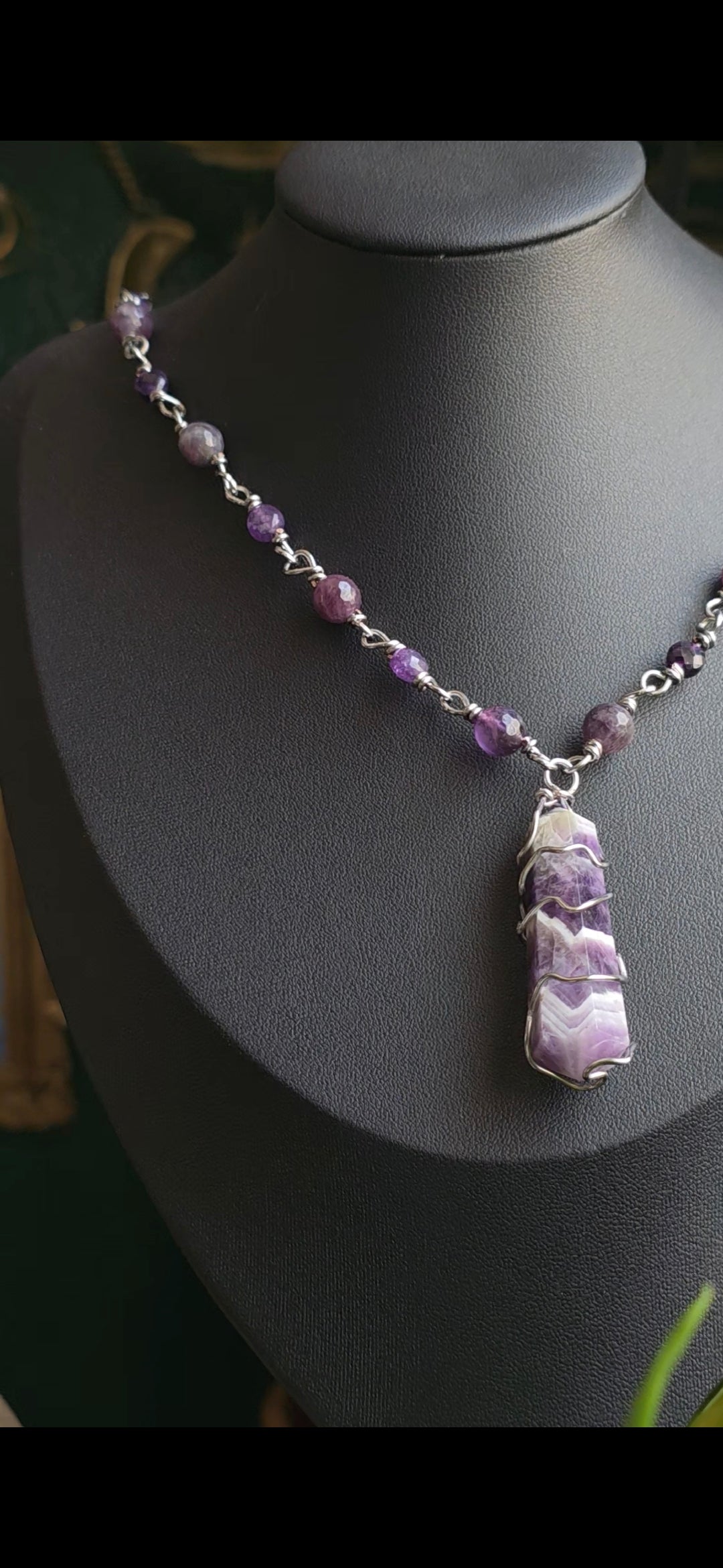 Amethyst in Silver Necklace