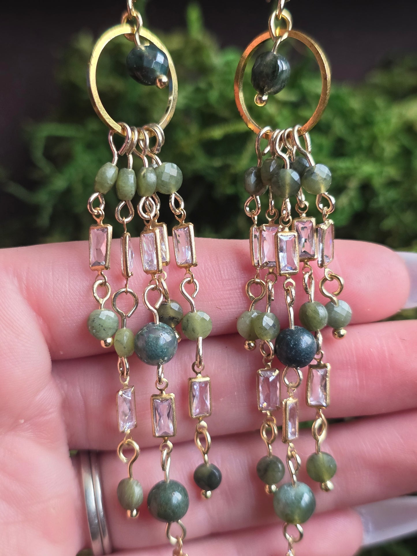Moss Agate and Jade and CZ Accents Maximalist