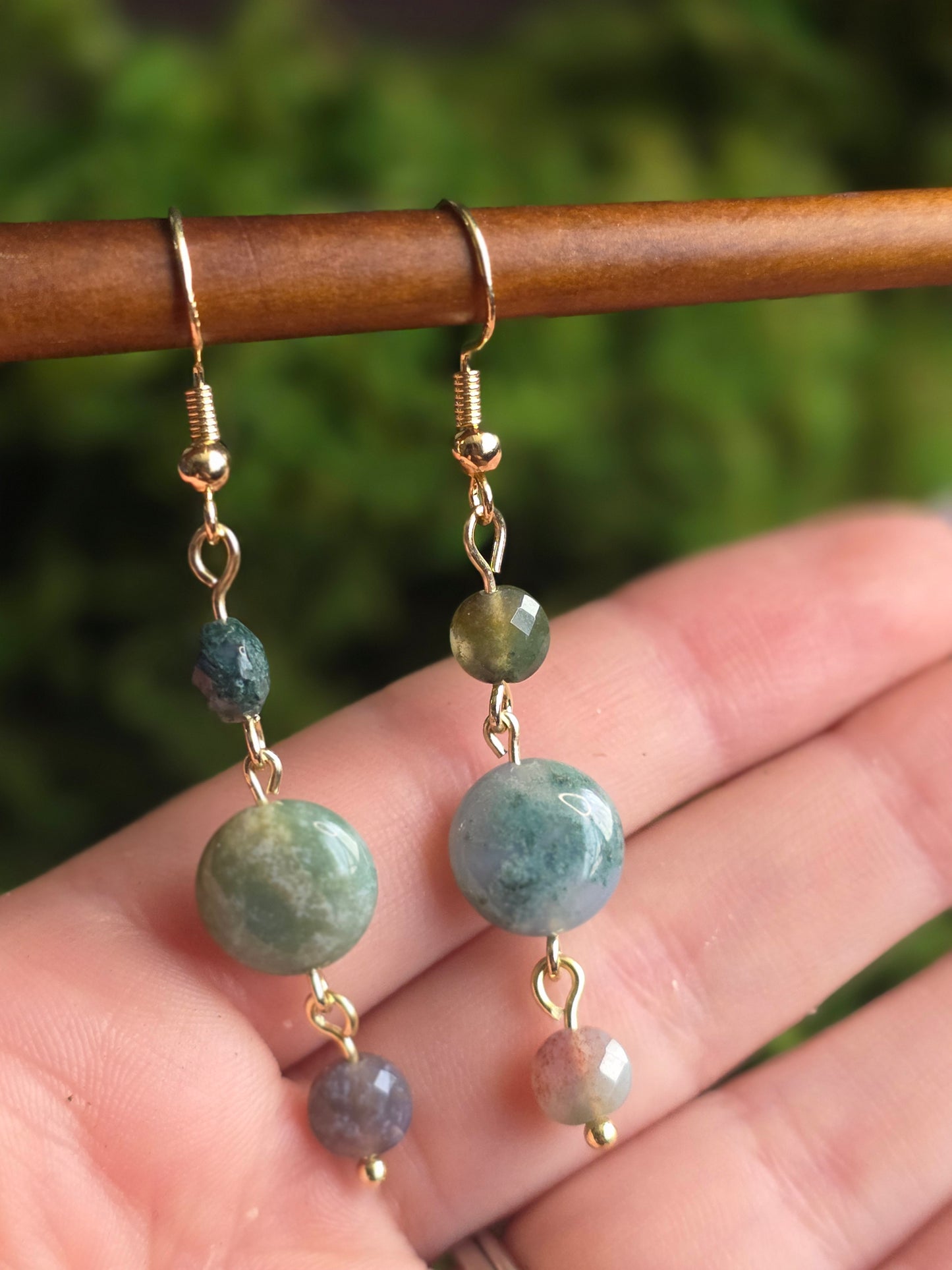 Moss Agate Medium Dangles